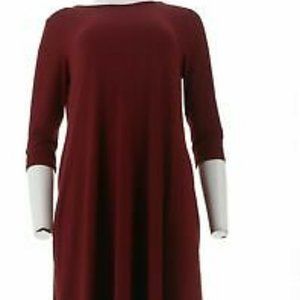 NWT 42POPS‎ BURGUNDY POCKET SWING TUNIC DRESS SMALL
